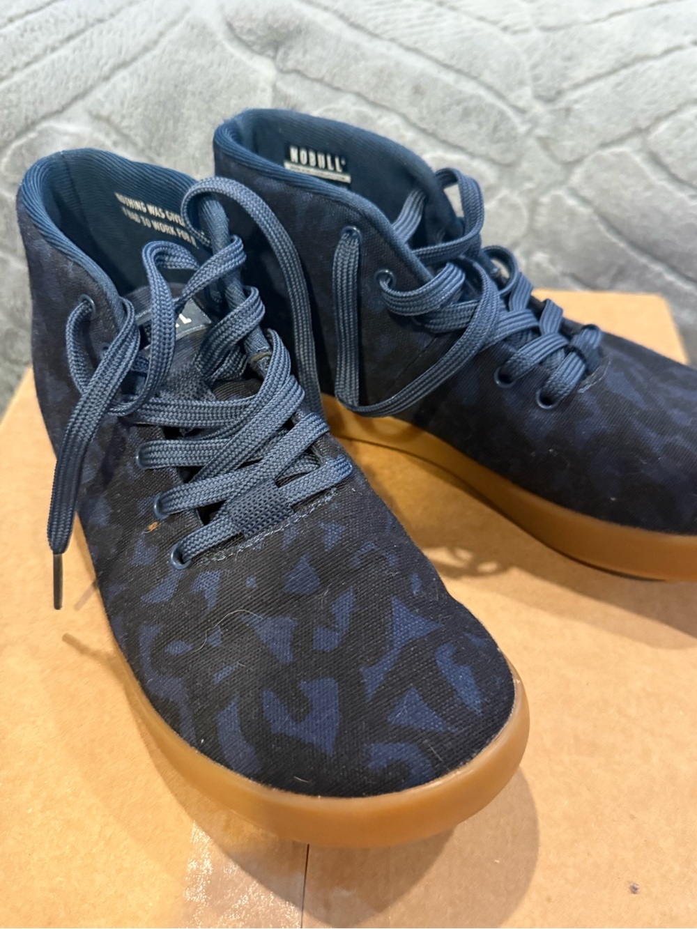 NOBULL Navy Patterned High-Top Lace-Up Boots with Gum Sole